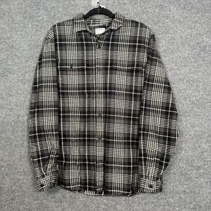 Frank & Oak Shirt Mens Medium Black Plaid Flannel Long Sleeve Button Up Soft